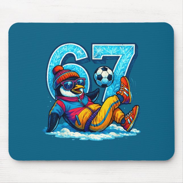 Tapis De Souris 67 Penguin Soccer Funny Winter Meme Gift  (Devant)