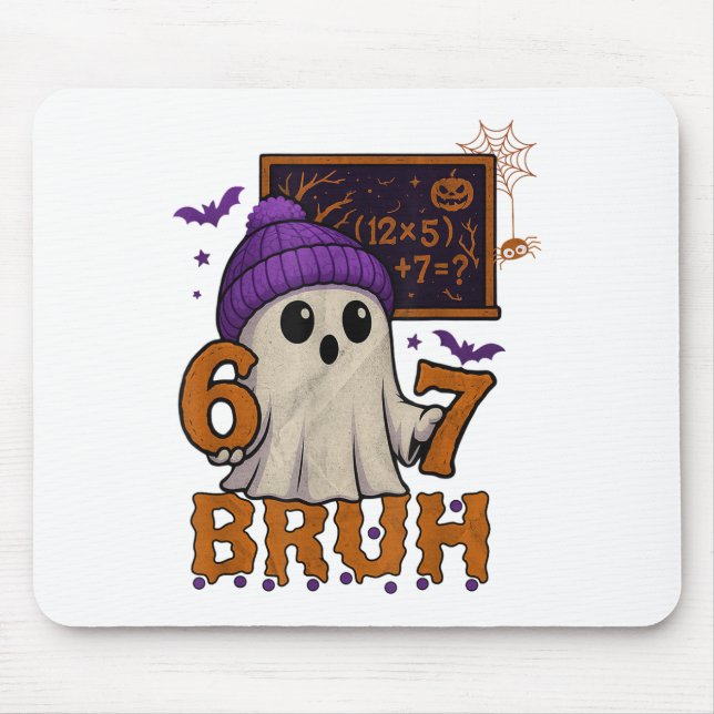 Tapis De Souris 67 Professeur Halloween Fantôme Six Sept Mème Math (Devant)