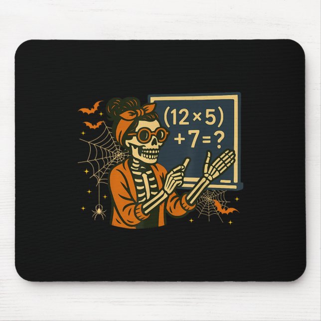 Tapis De Souris 67 Professeur Halloween Squelette Six Sept Mème Ma (Devant)