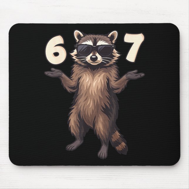 Tapis De Souris 67 Raccoon 6-7 Hands Se Funny Gen Alpha Kids Teens (Devant)
