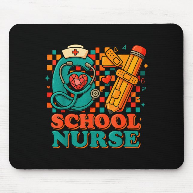 Tapis De Souris 67 School Nurse Days Pencil Heart Funny Medical  (Devant)