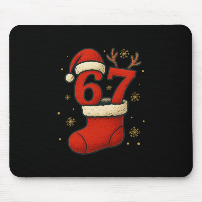 Tapis De Souris 67 Six Seven Drôle Génération Alpha Mème Noël 2025 (Devant)