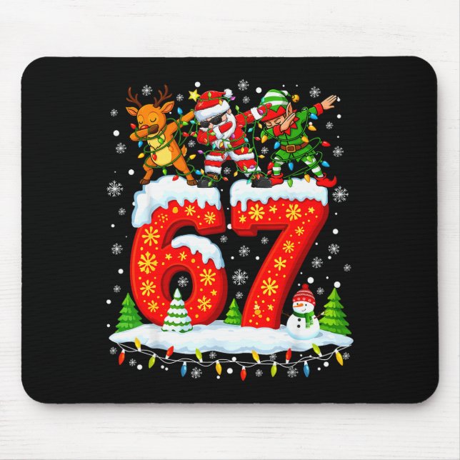 Tapis De Souris 67 Six Seven Mème Génération Alpha Noël Santa Elf  (Devant)