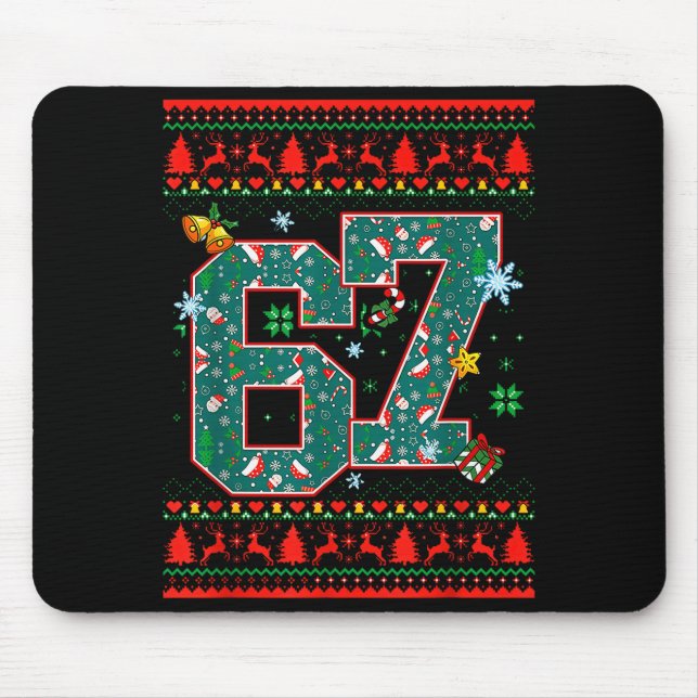 Tapis De Souris 67 Six Seven Noël Drôle Meme Main 67 Couples  (Devant)