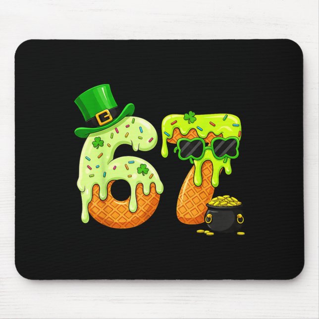 Tapis De Souris 67 Six Seven Trèfle Drôle Saint-Patrick Garçons  (Devant)