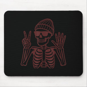 Tapis De Souris 67 Squelette de Halloween Signe de Paix Drôle Mème