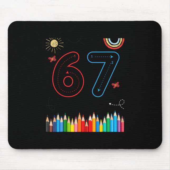 Tapis De Souris 67 Tracing Drôle Mème Enseignants École Élémentair (Devant)