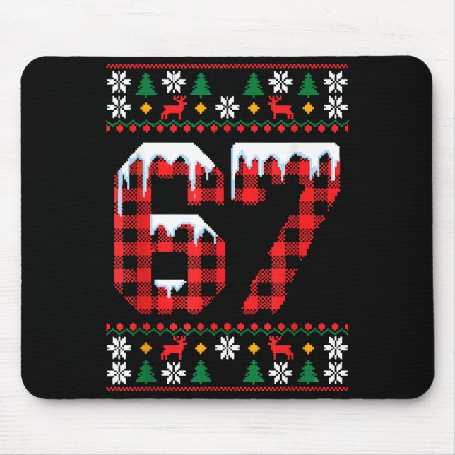 Tapis De Souris 67 Ugly Christmas Flannel Brainrot Design  (Devant)