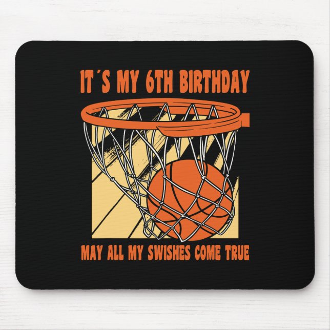 Tapis De Souris 6 ans Joyeux 6e anniversaire Basketball 6e anniver (Devant)