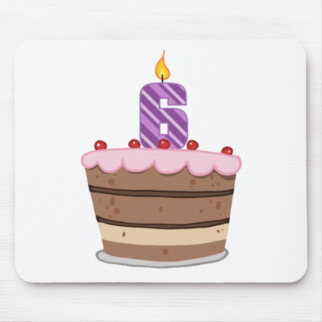 Tapis De Souris 6 ans sur le gâteau d'anniversaire (Devant)
