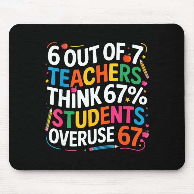 Tapis De Souris 6 Out Of 7 Teachers Think 67% Of Students Overuse  (Devant)