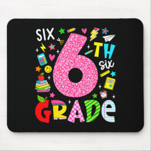 Tapis De Souris 6e sixième année rétro coloré retour à l'école