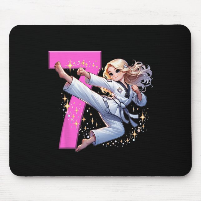 Tapis De Souris 7e anniversaire Girl Martial Arts Party Taekwondo  (Devant)