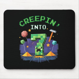 Tapis De Souris 7e Anniversaire Joueur Pixel Creepin dans 7 jeu vi