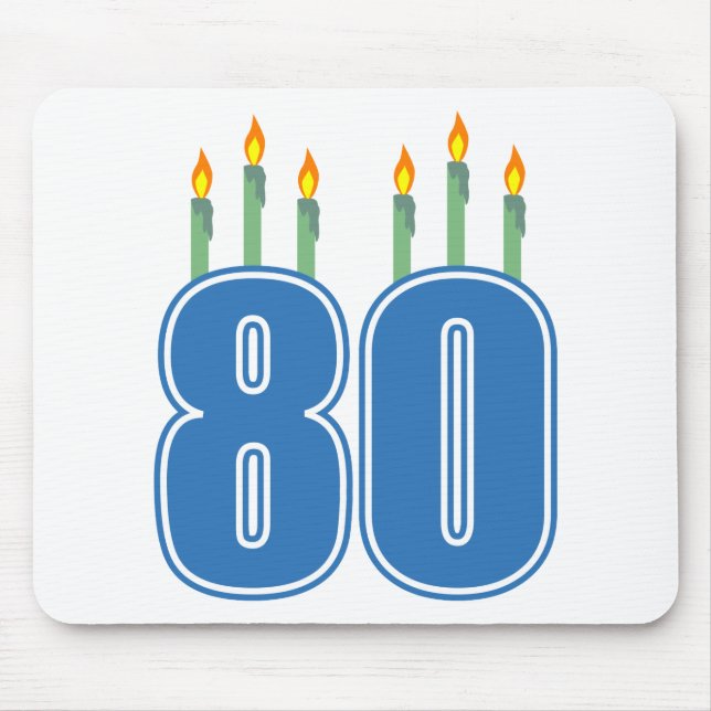 Tapis De Souris 80 bougies d'anniversaire (bleu/vert) (Devant)