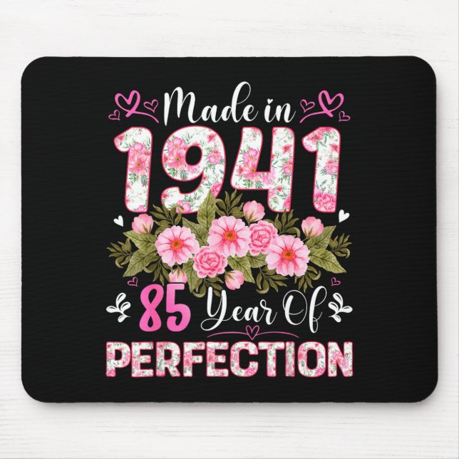 Tapis De Souris 85 Year Old Made In 1941 Floral 85th Birthday Wome (Devant)