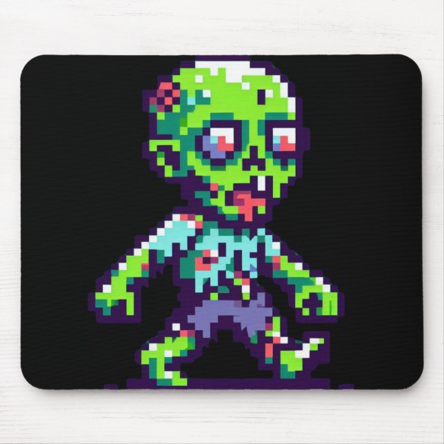 Tapis De Souris 8 bits drôle zombie Halloween  (Devant)