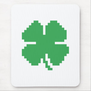 Tapis De Souris 8 bits Pixel Lucky Four Leaf Clocher