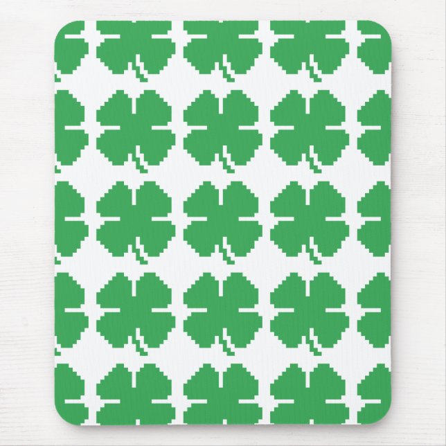 Tapis De Souris 8 bits Pixel Lucky Four Leaf Clocher (Devant)