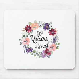 Tapis De Souris 92 Ans Aimés Floral 92e Anniversaire Femmes 92 Ans
