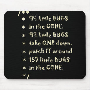 Tapis De Souris 99 Bugs Dans Le Logiciel Code Drôle Ingénieur Test
