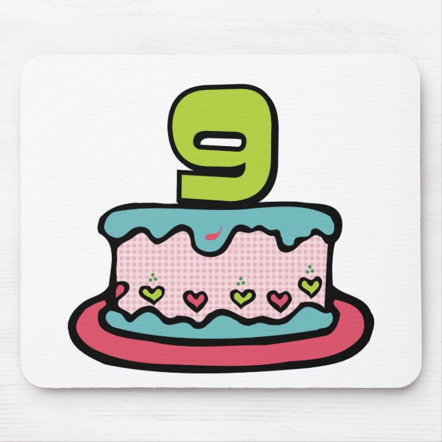 Tapis De Souris 9 ans d'anniversaire pour Birthday Cake (Devant)