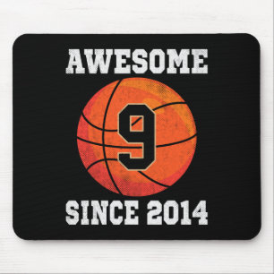 Tapis De Souris 9e anniversaire Basketball Lover 9 ans Vintage