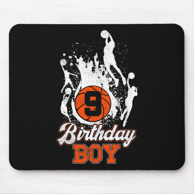 Tapis De Souris 9e Anniversaire Basketball Thème Anniversaire Garç (Devant)