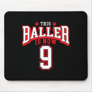 Tapis De Souris 9e anniversaire de basket-ball Lover 9 ans Anniver