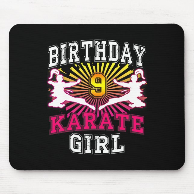 Tapis De Souris 9e anniversaire fille - Karate 9 ans (Devant)