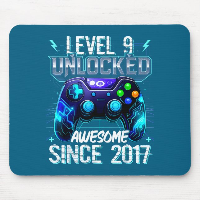 Tapis De Souris 9th Birthday Boy Level 9 Gamer 9 Year Video Game P (Devant)