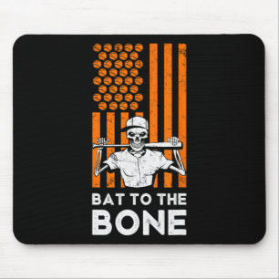 Tapis De Souris À Bone Halloween Baseball Skeleton Baseball B