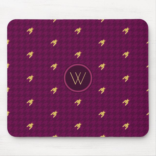 Tapis de souris à carreaux avec accent doré rose (Devant)