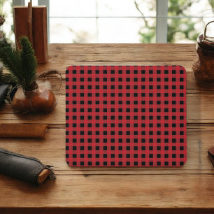Tapis de souris à carreaux rouge buffle pour décor