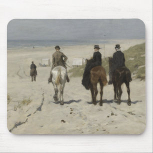 Tapis De Souris À cheval tour le long de la plage - art Mousepad