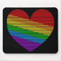 Tapis de souris à cœur à rayures arc-en-ciel Corey