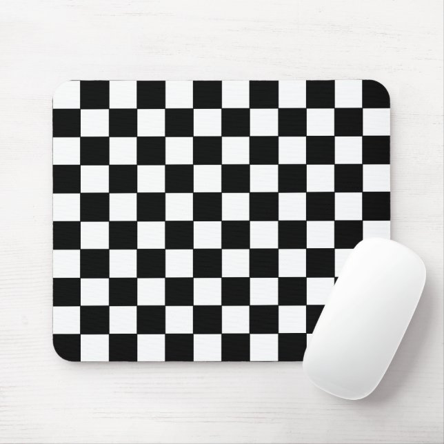 Tapis De Souris à damiers blanc et noir (Avec souris)