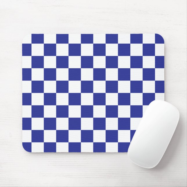 Tapis De Souris à damiers bleu et blanc (Avec souris)