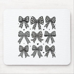 Tapis De Souris à damiers Bow Drapeau Course Voiture Femmes Cute C