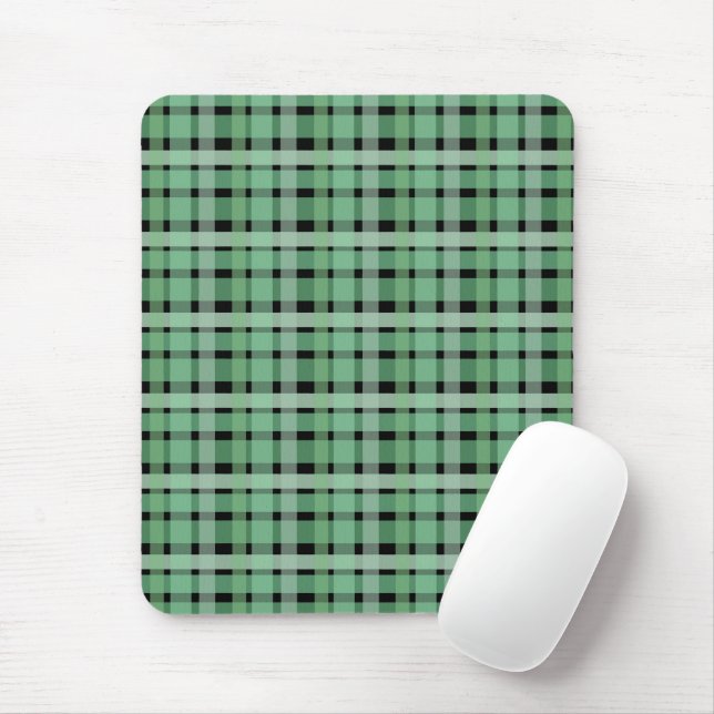 Tapis De Souris à damiers Plaid Tartan Vert Grandes Sur Noir (Avec souris)