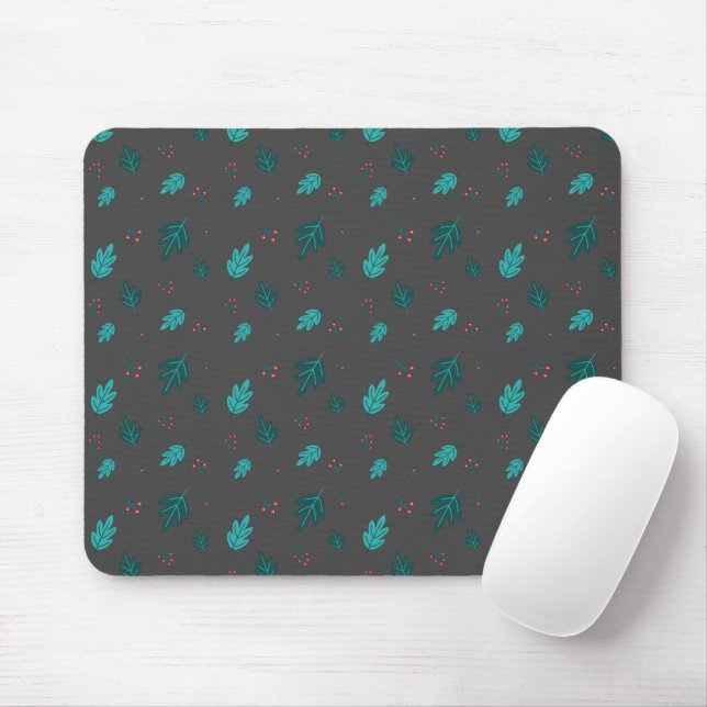 Tapis De Souris À feuillage persistant Tree Feuilles et Red Holly  (Avec souris)