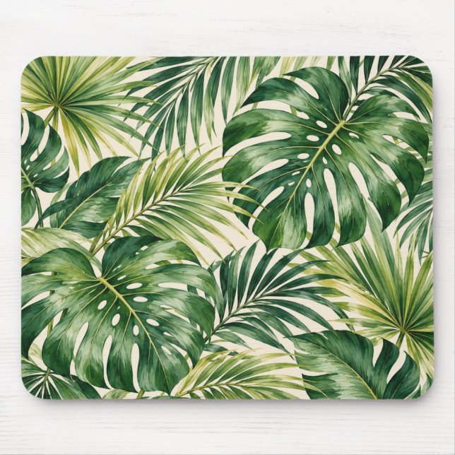 Tapis de souris à feuille de palmier vert tropical (Devant)