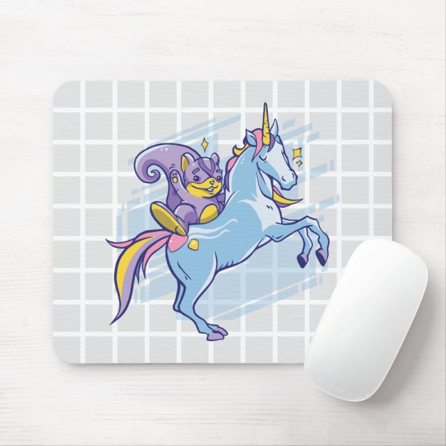 Tapis de souris à grille de licorne chevauchée par (Avec souris)