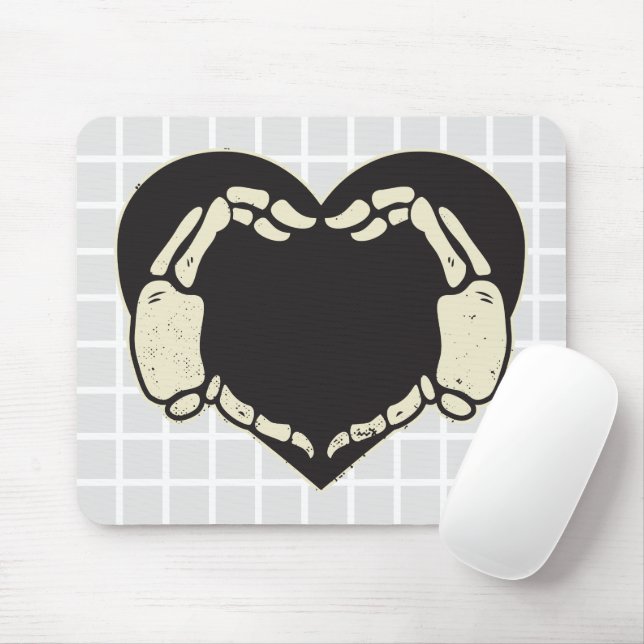 Tapis de souris à grille et mains de squelette (Avec souris)