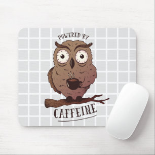 Tapis de Souris à Grille Powered By Caffeine Owl