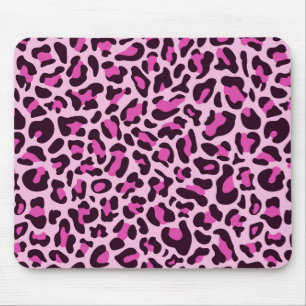 Tapis de souris à imprimé léopard rose pour fille