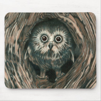Tapis De Souris "À la maison hibou Mousepad dans trou"