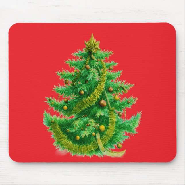 Tapis De Souris A Mandelbrot Christas Tree With Red & Green Bulbs (Devant)