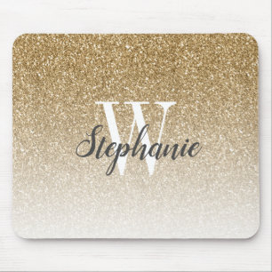 Tapis de souris à monogramme avec ombre dorée et f