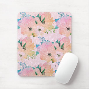 Tapis de souris à monogramme de fleurs vintage